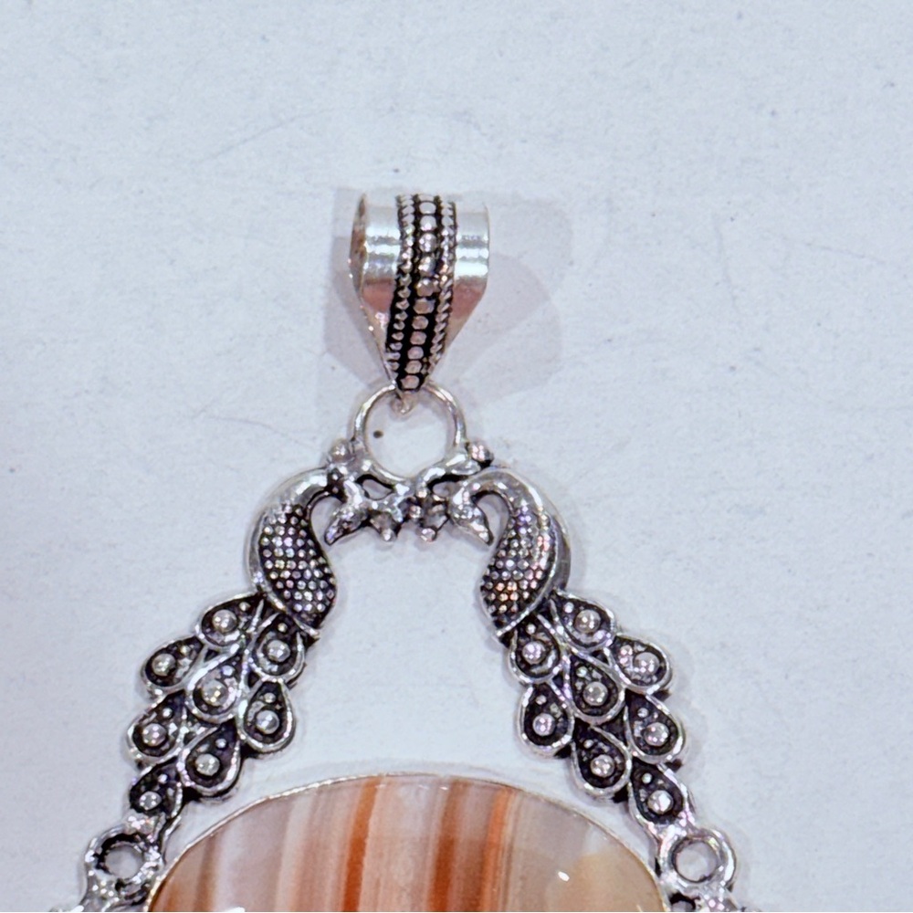 🆕 Natural Botswana Agate Gemstone Big Pendant In Sterling Silver 🆕 - Picture 3 of 11